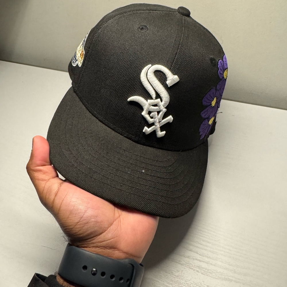Chicago White Sox fitted hat with Purple Floral Design